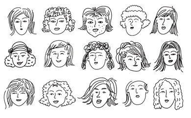 Set of  face women characters 1
