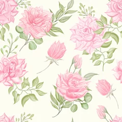 Fototapeten Beautiful watercolor floral seamless pattern background © dheodonnya