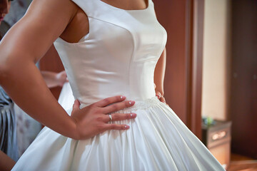 bride on the wedding day. beautiful and gentle bride in a wedding dress