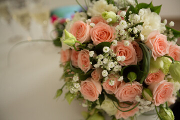 beautiful delicate flowers in a beautiful bouquet. Bridal bouquet. delicate wedding bouquet 