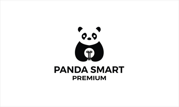 panda smart logo vintage hipster retro vector icon illustration