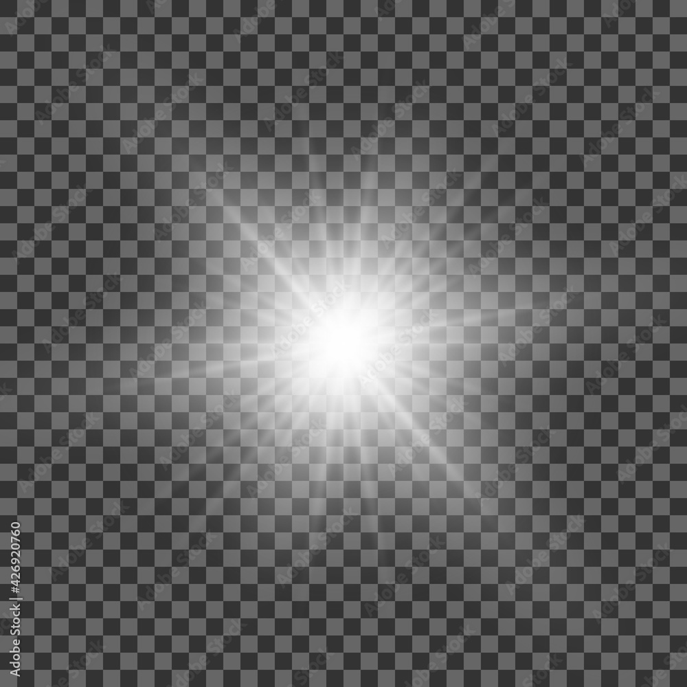 Wall mural white beautiful light explodes with a transparent explosion. vector, bright illustration for perfect