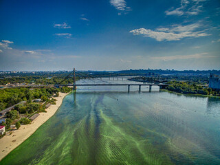 aerial view of the river in the city