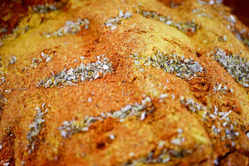 Colorful dry tea or spices at turkish market close up