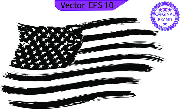 USA Flag - Distressed American flag with splash elements, eps 10, patriot flag, military flag, American flag. Only commercial use