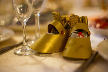 festive table. decorative ornament on the table.
