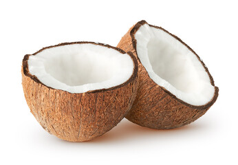 Isolated coconut. Cutout of whole coconut isolated on white background, with clipping path