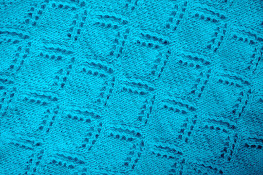 Blue Baby Blanket, Hand-knitted