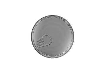 Closed silver tin can isolated on white background, mock up - template