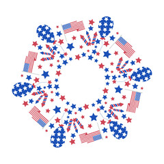 Obraz premium Circle Seamless pattern for USA national holiday, 4th of July. white background.