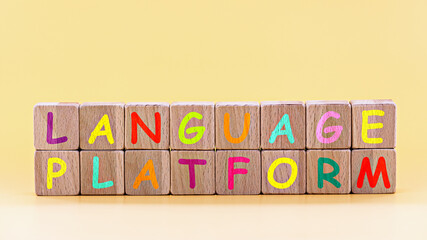 photo on language platform  theme. wooden cubes with the words 