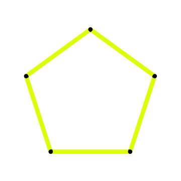 Pentagon linked with geometric nodes, abstract constructivist composition featuring connected points, straight lines, symmetry and modern vector design