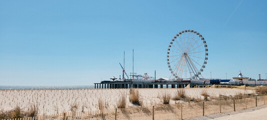 Steel pier boardwalk rides New Jersey Atlantic City. 