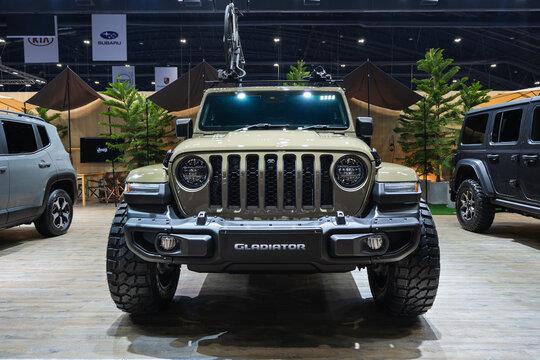New Jeep 4x4 Off Road Sport Utility Car With Beautiful Exhibition Design Boot Show On Display In 42th Bangkok International Motor Show 2021