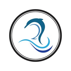 Naklejka na ściany i meble Dolphin Logo Template Vector. Dolphin jumping logo design concept.