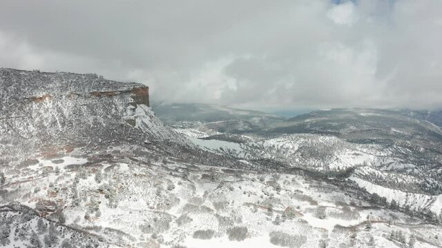 Perrins peak with snow in the winter.  Durango, Colorado