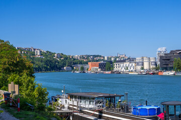 View of Confluence district in Lyon, France - obrazy, fototapety, plakaty