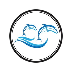 Naklejka na ściany i meble Dolphin Logo Template Vector. Dolphin jumping logo design concept.