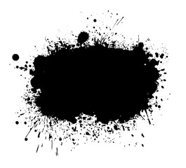 Black blot with splashes. Vector illustration