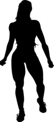 Vector silhouette of a pretty fitness woman