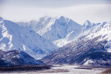 Alaska mountain range in winter