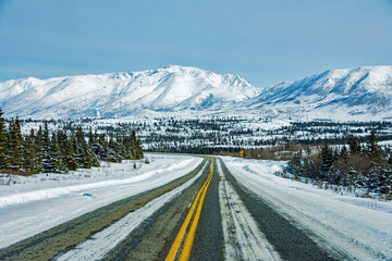 Alaska mountain range in winter