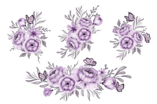 flower arrangement and bouquet of beautiful flower purple