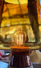 vintage filament lightbulb in glass globe 
