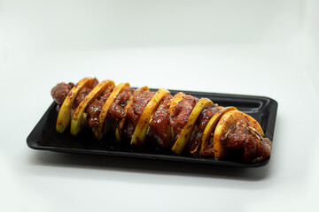 preparado de cerdo con manzana, pincho