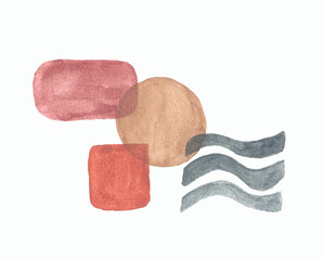 Abstract watercolor elements. Terracotta, pink, beige, gray spots on a white background. Abstract modern set of prints. Logo. Business card. The poster.