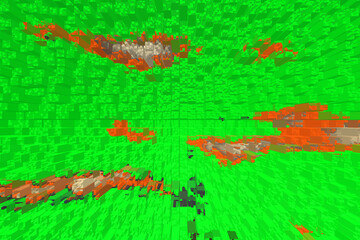 ciudad que emerge colores vivos abstracta textura cubos