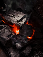 Burning logs - black and red photography