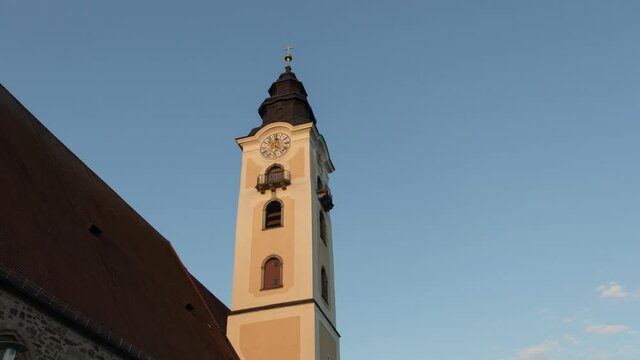 Eferding, Austria- Parish Church Hyperlapse at Sunset
