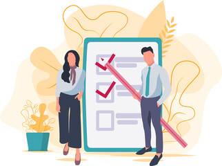 Man and woman planning business