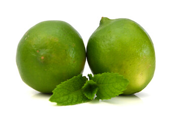 Fresh ripe lime isolated on white background 