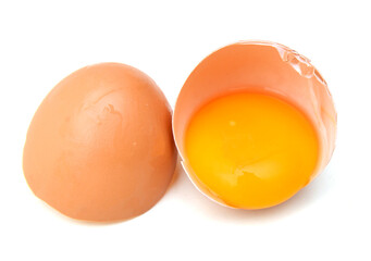 Raw eggs isolated on white background