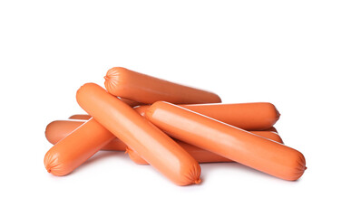 Fresh raw vegetarian sausages on white background