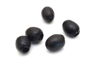 Olives on twig isolated on white background