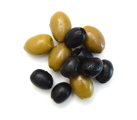 Olives on twig isolated on white background