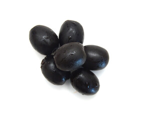Olives on twig isolated on white background