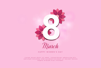 Happy women's day march 8 with flowers
