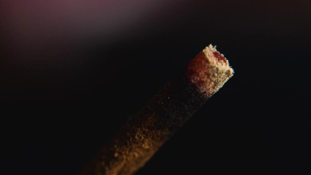 Incense end glows in macro shot