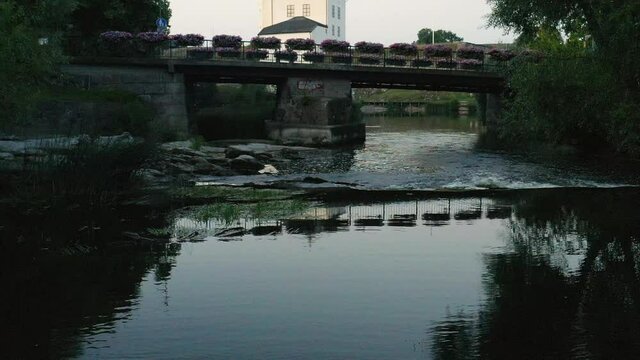 Done view of river, close to the castle (Nyk&ouml;pings Hus). High quality 4k footage
