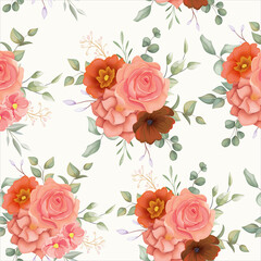 Beautiful hand drawn floral seamless pattern with boho floral ornament