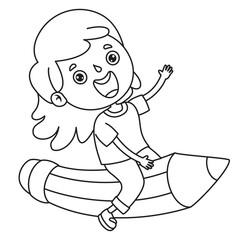 Naklejka premium Line Art Drawing For Kids Coloring Page