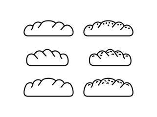 bread icon vector set, fast food line icon isolated on white