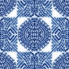 Seamless classic blue and white ceramic design. High quality illustration. Decorative design of cobalt blue glaze on porcelain for transfer onto kitchen ware or printing for modern surface design.