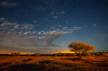 Night falls over the desert 