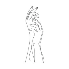 Continuous line vector drawing of hands. Minimalist Illustration. One Line concept.
