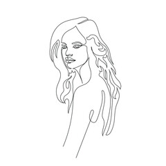 Continuous line vector drawing of woman. Minimalist Illustration. One Line concept.